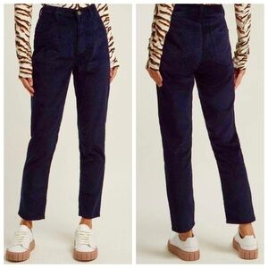 MIH Jeans Mimi Corduroy Slim Cropped Pants Navy Women’s Size 26 High Rise